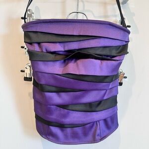 Purple & Black Satin Corset Top, Size XS (FREE SHIPPING)